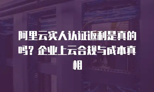 阿里云实人认证返利是真的吗？企业上云合规与成本真相