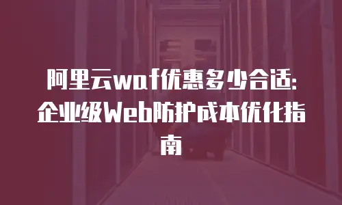 阿里云waf优惠多少合适：企业级Web防护成本优化指南