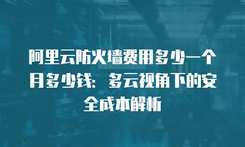阿里云防火墙费用多少一个月多少钱：多云视角下的安全成本解析
