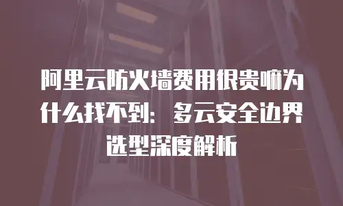 阿里云防火墙费用很贵嘛为什么找不到：多云安全边界选型深度解析