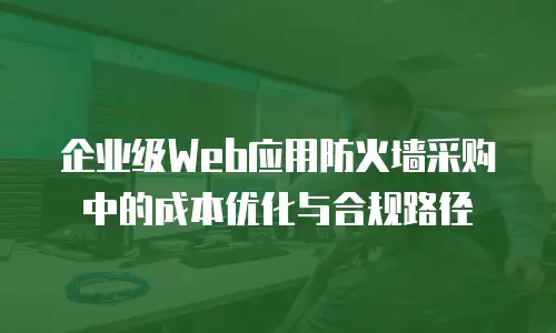 企业级Web应用防火墙采购中的成本优化与合规路径
