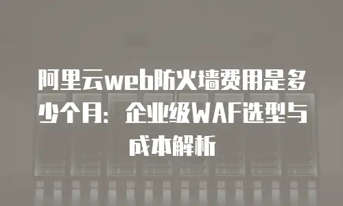 阿里云web防火墙费用是多少个月：企业级WAF选型与成本解析