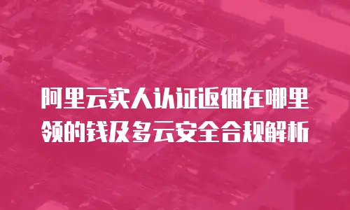 阿里云实人认证返佣在哪里领的钱及多云安全合规解析
