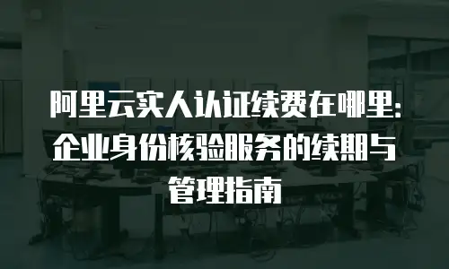 阿里云实人认证续费在哪里：企业身份核验服务的续期与管理指南