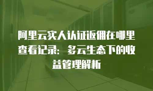 阿里云实人认证返佣在哪里查看记录：多云生态下的收益管理解析