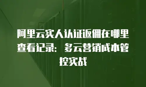阿里云实人认证返佣在哪里查看记录：多云营销成本管控实战