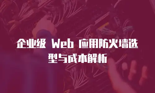 企业级 Web 应用防火墙选型与成本解析