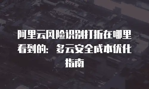 阿里云风险识别打折在哪里看到的：多云安全成本优化指南
