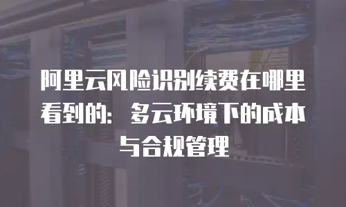 阿里云风险识别续费在哪里看到的：多云环境下的成本与合规管理