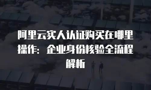 阿里云实人认证购买在哪里操作：企业身份核验全流程解析