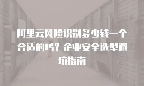 阿里云风险识别多少钱一个合适的吗？企业安全选型避坑指南