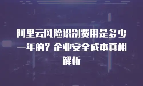 阿里云风险识别费用是多少一年的？企业安全成本真相解析