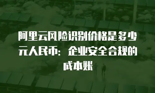 阿里云风险识别价格是多少元人民币：企业安全合规的成本账
