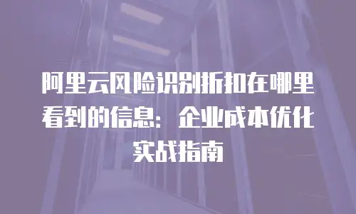 阿里云风险识别折扣在哪里看到的信息：企业成本优化实战指南