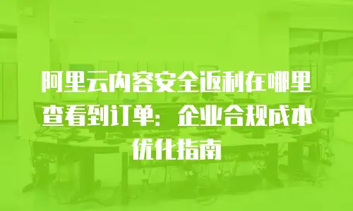 阿里云内容安全返利在哪里查看到订单：企业合规成本优化指南