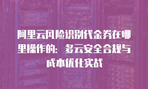阿里云风险识别代金券在哪里操作的：多云安全合规与成本优化实战