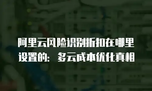 阿里云风险识别折扣在哪里设置的：多云成本优化真相