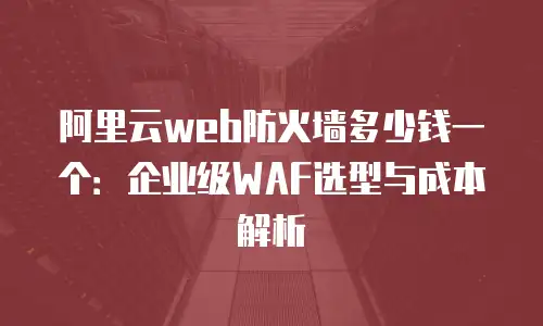 阿里云web防火墙多少钱一个：企业级WAF选型与成本解析