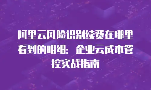 阿里云风险识别续费在哪里看到的明细：企业云成本管控实战指南