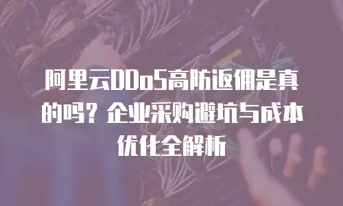 阿里云DDoS高防返佣是真的吗？企业采购避坑与成本优化全解析