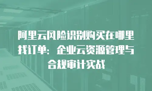 阿里云风险识别购买在哪里找订单：企业云资源管理与合规审计实战