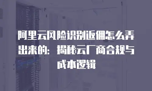 阿里云风险识别返佣怎么弄出来的：揭秘云厂商合规与成本逻辑