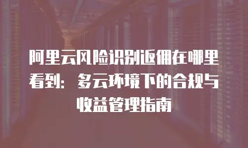阿里云风险识别返佣在哪里看到：多云环境下的合规与收益管理指南