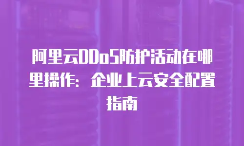阿里云DDoS防护活动在哪里操作：企业上云安全配置指南