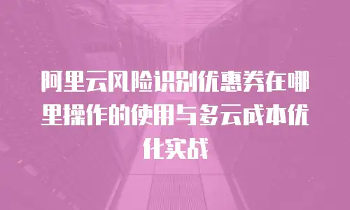 阿里云风险识别优惠券在哪里操作的使用与多云成本优化实战