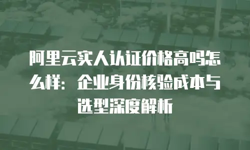 阿里云实人认证价格高吗怎么样：企业身份核验成本与选型深度解析