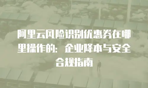 阿里云风险识别优惠券在哪里操作的：企业降本与安全合规指南