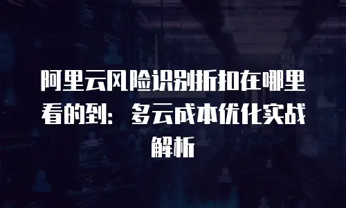 阿里云风险识别折扣在哪里看的到：多云成本优化实战解析