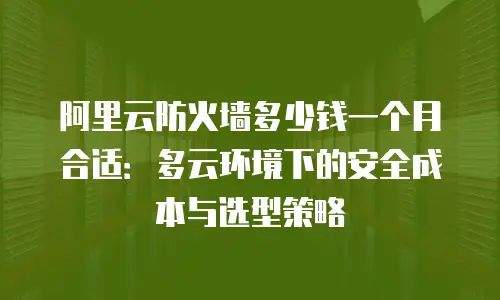 阿里云防火墙多少钱一个月合适：多云环境下的安全成本与选型策略