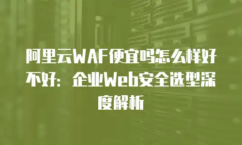 阿里云WAF便宜吗怎么样好不好：企业Web安全选型深度解析