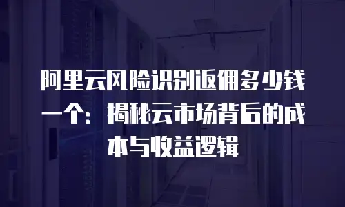 阿里云风险识别返佣多少钱一个：揭秘云市场背后的成本与收益逻辑