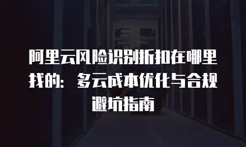 阿里云风险识别折扣在哪里找的：多云成本优化与合规避坑指南
