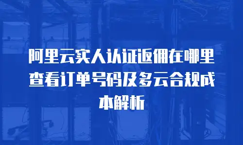 阿里云实人认证返佣在哪里查看订单号码及多云合规成本解析