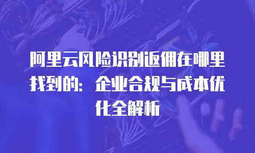 阿里云风险识别返佣在哪里找到的：企业合规与成本优化全解析
