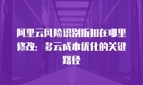阿里云风险识别折扣在哪里修改：多云成本优化的关键路径