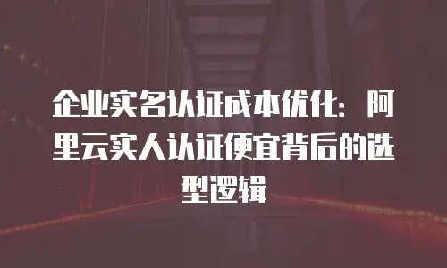 企业实名认证成本优化：阿里云实人认证便宜背后的选型逻辑