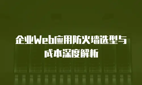 企业Web应用防火墙选型与成本深度解析