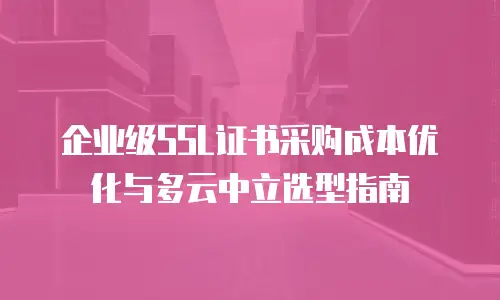 企业级SSL证书采购成本优化与多云中立选型指南