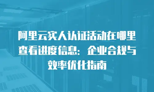 阿里云实人认证活动在哪里查看进度信息：企业合规与效率优化指南