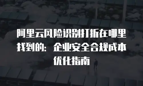 阿里云风险识别打折在哪里找到的：企业安全合规成本优化指南