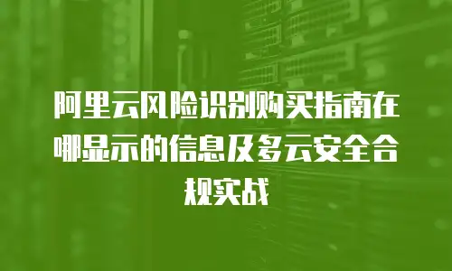 阿里云风险识别购买指南在哪显示的信息及多云安全合规实战