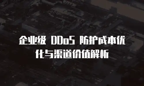 企业级 DDoS 防护成本优化与渠道价值解析