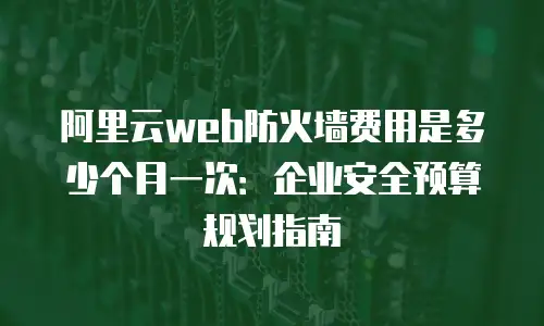 阿里云web防火墙费用是多少个月一次：企业安全预算规划指南