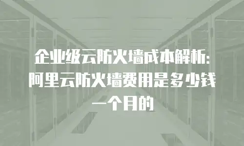 企业级云防火墙成本解析：阿里云防火墙费用是多少钱一个月的