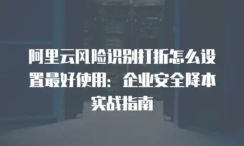 阿里云风险识别打折怎么设置最好使用：企业安全降本实战指南