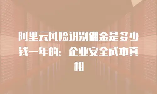 阿里云风险识别佣金是多少钱一年的：企业安全成本真相